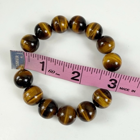 Brown Tan Tiger Eye Stretch Bracelet Stretchy Beaded - Picture 3 of 3